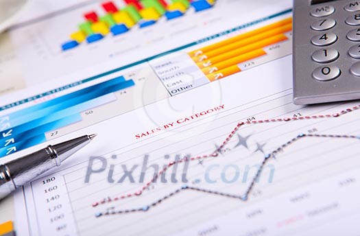 Graphs, charts, business table. The workplace of business people. Graphs, charts, business table. The workplace of business people.