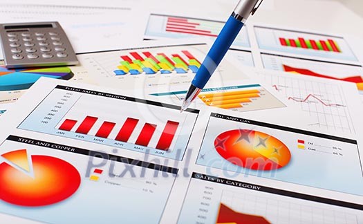 Graphs, charts, business table. The workplace of business people. Graphs, charts, business table. The workplace of business people.