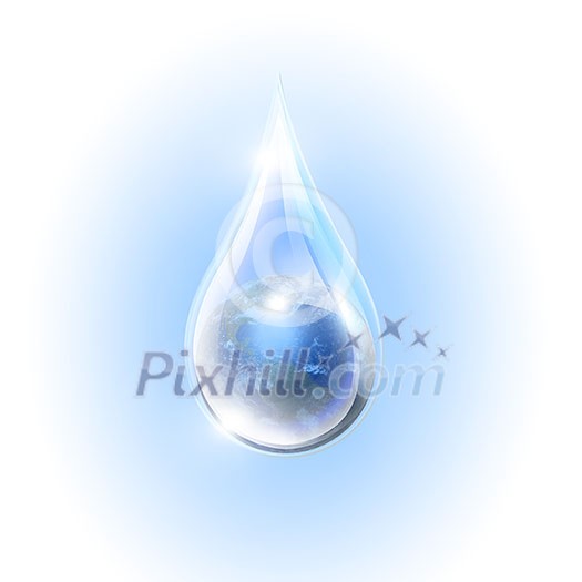 Large drops of the planet inside. Symbol of environmental protection Large drops of the planet inside. Symbol of environmental protection