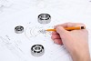 construction drafts and tools on the table