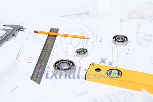 construction drafts and tools on the table construction drafts and tools on the table