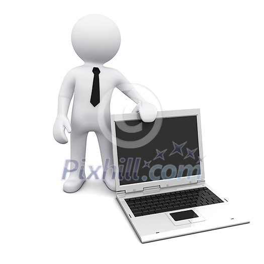 3D man wearing a tie with a notebook 3D man wearing a tie with a notebook