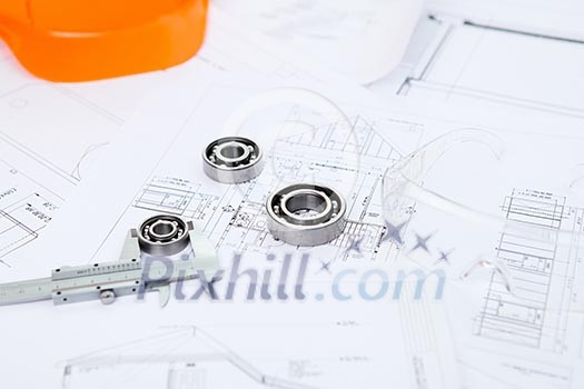 construction drafts and tools on the table construction drafts and tools on the table