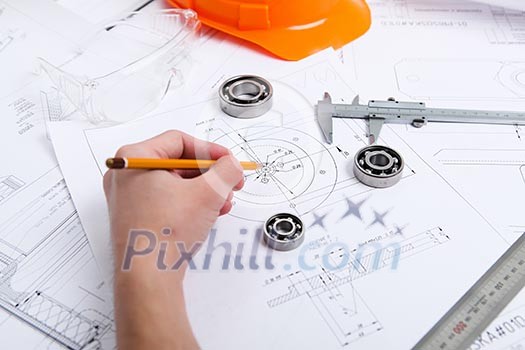 construction drafts and tools on the table construction drafts and tools on the table