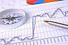 Graphs and charts. Workplace businessman.