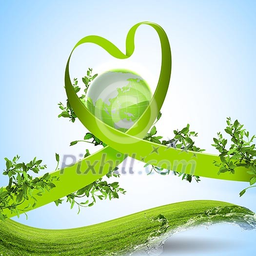 Image of green platen earth as symbol of environmental protection Image of green platen earth as symbol of environmental protection