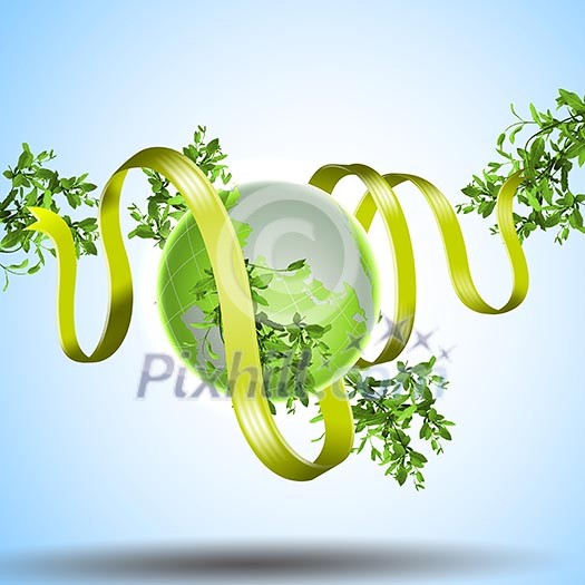 Image of green platen earth as symbol of environmental protection Image of green platen earth as symbol of environmental protection