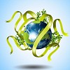 Green planet earth with plants as symbol of environment protection