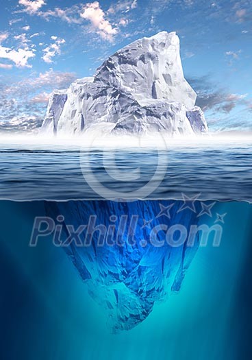 Antarctic iceberg in the ocean. Beautiful polar sea background.