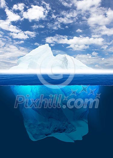 Antarctic iceberg in the ocean. Beautiful polar sea background.