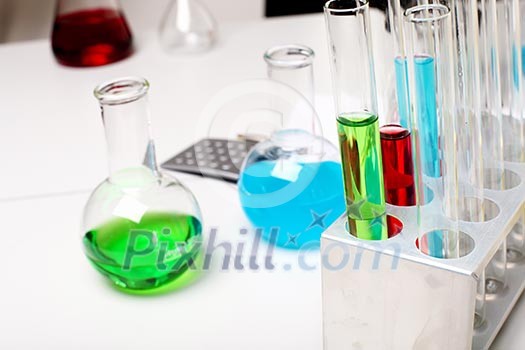 Image of chemistry laboratory equipment and glass tubes Image of chemistry laboratory equipment and glass tubes