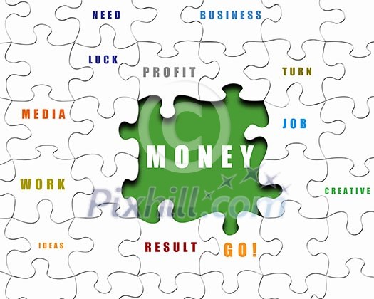 Puzzle pieces with business terms written on them Puzzle pieces with business terms written on them
