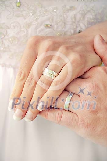 Hands with wedding rings Hands with wedding rings