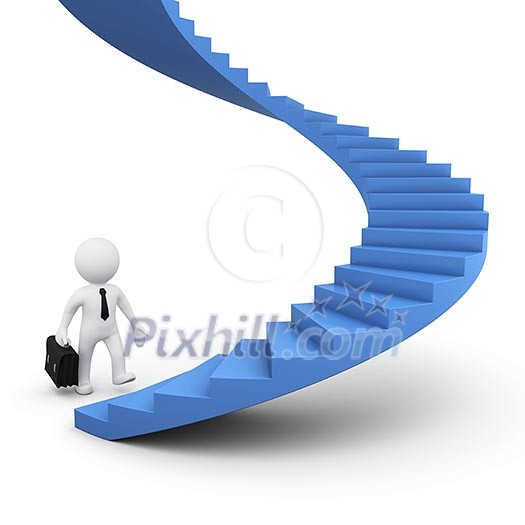 3D man ready to climb caree ladder 3D man ready to climb caree ladder