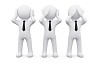 three 3D men as symbol of say, see or hear nothing