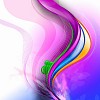 abstract background with green, pink, purple elements