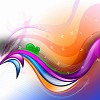 abstract background with green, pink, purple elements