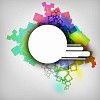 abstract background with green, pink, purple elements