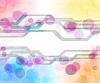 abstract background with green, pink, purple elements