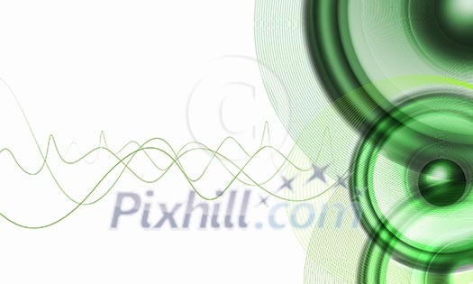 image of speakerphones and sound against white background image of speakerphones and sound against white background