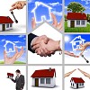 Symbol of a successful real estate business. Collage. Illustrations.