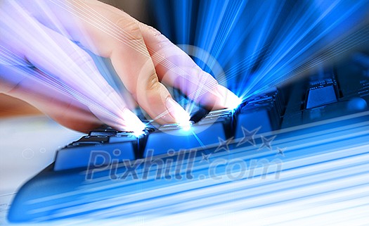 Hands of a young woman presses the keyboard. Workplace businessman Hands of a young woman presses the keyboard. Workplace businessman