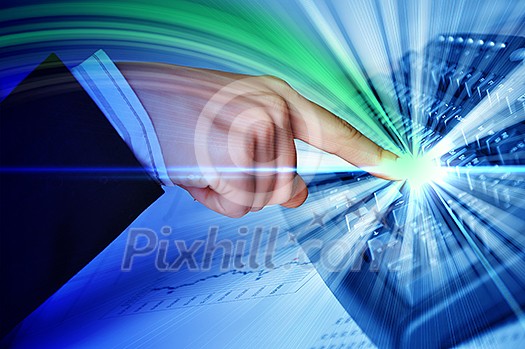 Hands of a young woman presses the keyboard. Workplace businessman Hands of a young woman presses the keyboard. Workplace businessman
