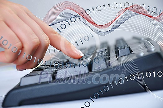 Hands of a young woman presses the keyboard. Workplace businessman Hands of a young woman presses the keyboard. Workplace businessman