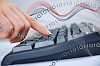 Hands of a young woman presses the keyboard. Workplace businessman