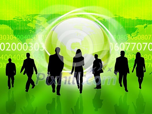 Silhouettes of people in the abstract business background. Silhouettes of people in the abstract business background.