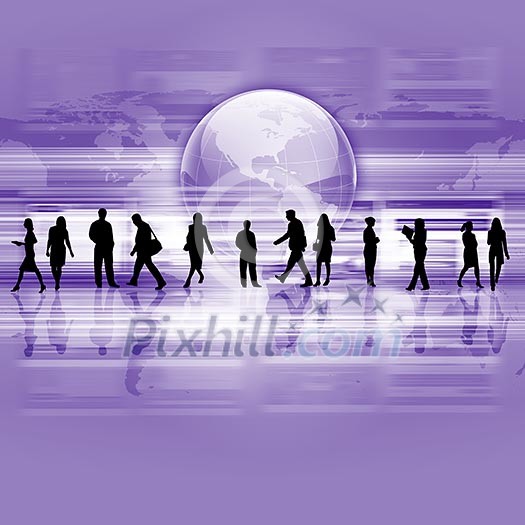 business people standing against world map background business people standing against world map background