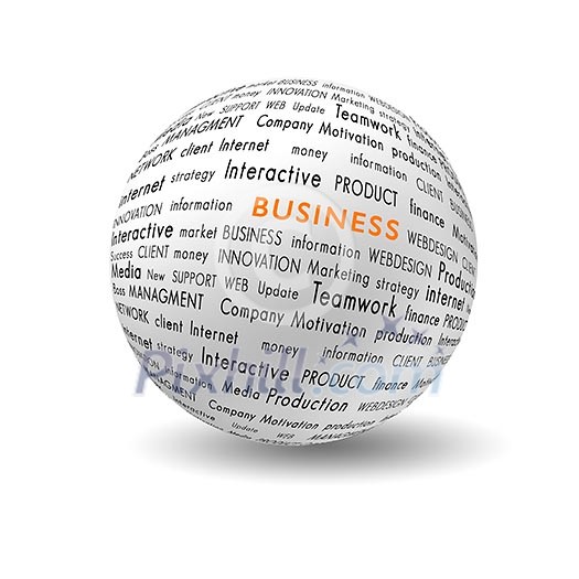 white ball with bussiness and financial terms written on it white ball with bussiness and financial terms written on it