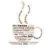 a picture of a cup of coffee made up of words