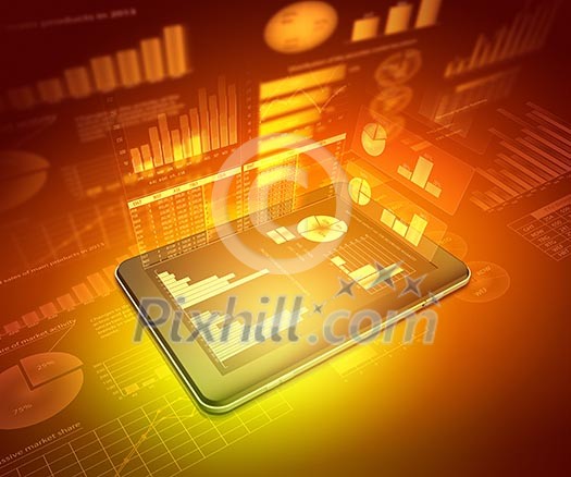 Pads with color diagrams and color shining on background Pads with color diagrams and color shining on background