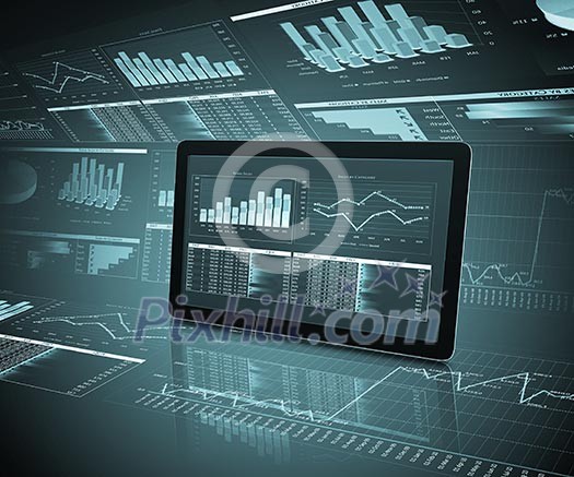 Pads with color diagrams and color shining on background Pads with color diagrams and color shining on background