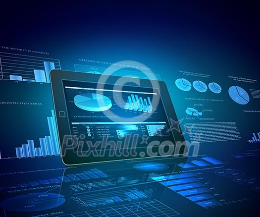 Pads with color diagrams and color shining on background Pads with color diagrams and color shining on background