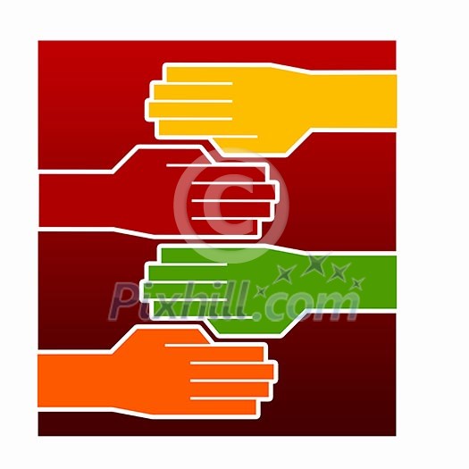 Hands holding each other. a symbol of friendship and cooperation. Illustration Hands holding each other. a symbol of friendship and cooperation. Illustration