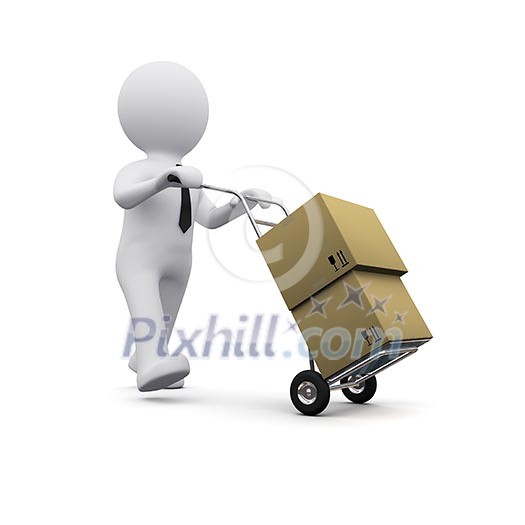 picture of 3D man transporting cargo boxes picture of 3D man transporting cargo boxes