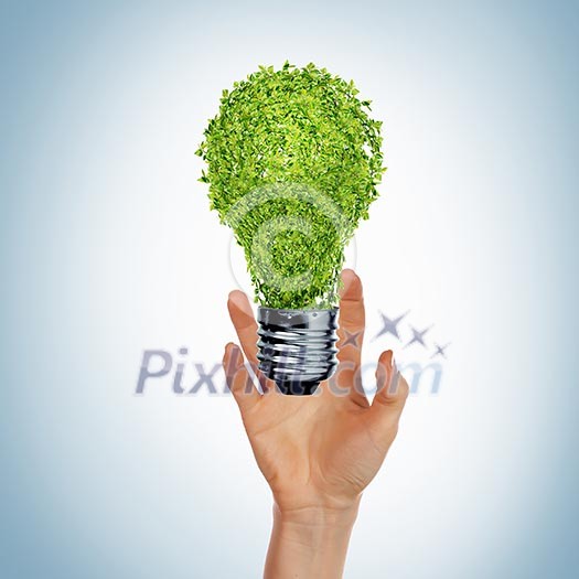 green bulb as symbol of sustainable energy and nature protection green bulb as symbol of sustainable energy and nature protection