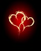 burning heart with flames against dark background