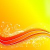 Abstract illustration with lines, arcs and yellow leaves.
