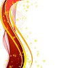 Abstract illustration with lines, arcs and yellow leaves.