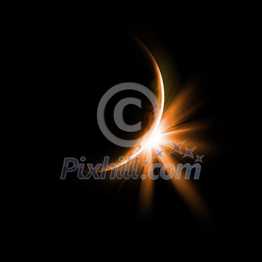 Image of a solar eclipse. Illustration on a dark background Image of a solar eclipse. Illustration on a dark background