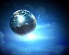 Image of earth planet in space against illustration background