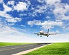 Image of airplane in blue cloudy sky