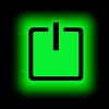 Picture of a power button against black background