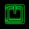 Picture of a power button against black background