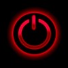 Picture of a power button against black background