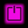 Picture of a power button against black background