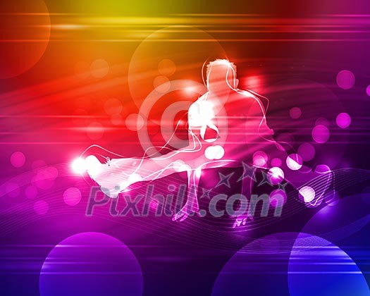Colour illustration of a disco or night club dancer silhouettes Colour illustration of a disco or night club dancer silhouettes